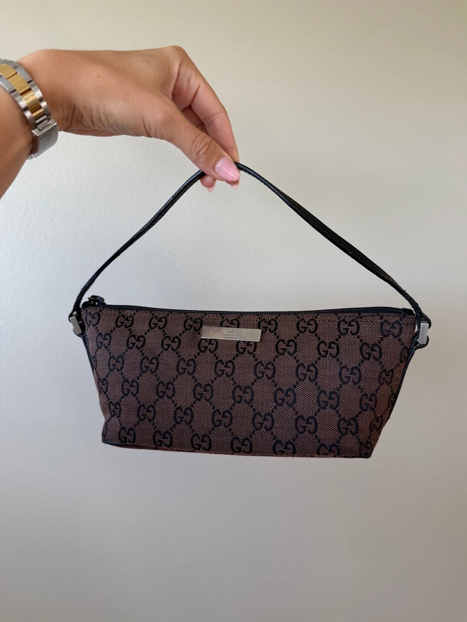 Gucci Canvas Brown Pouch Bag