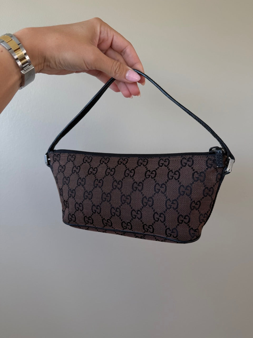 Gucci Canvas Brown Pouch Bag