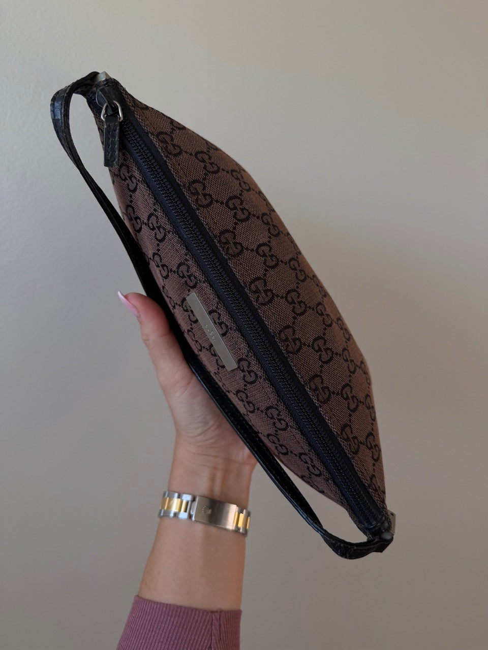 Gucci Canvas Brown Pouch Bag