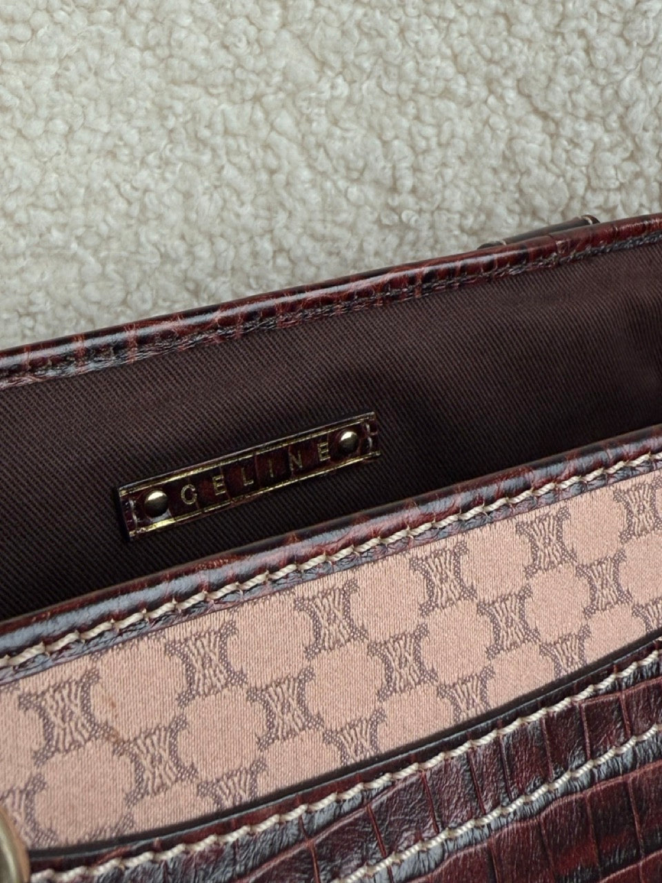 Celine Tote Bag Burgundy