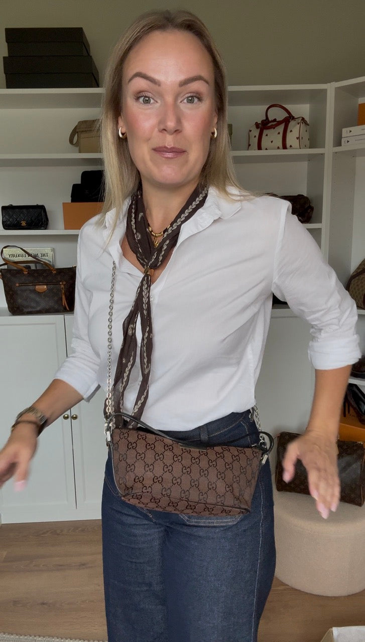 Gucci Canvas Brown Pouch Bag