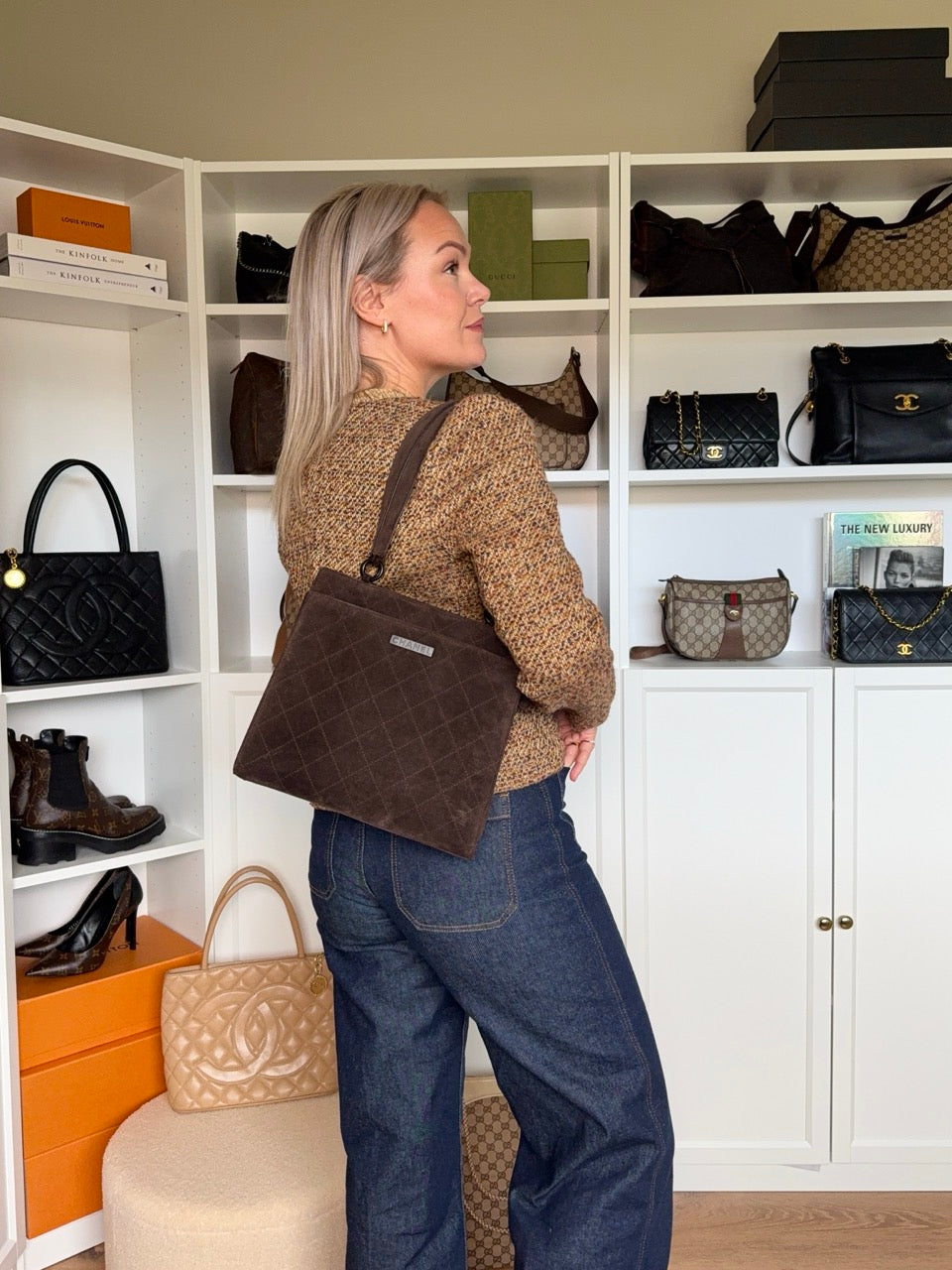 Chanel Suede Dark brown Tote