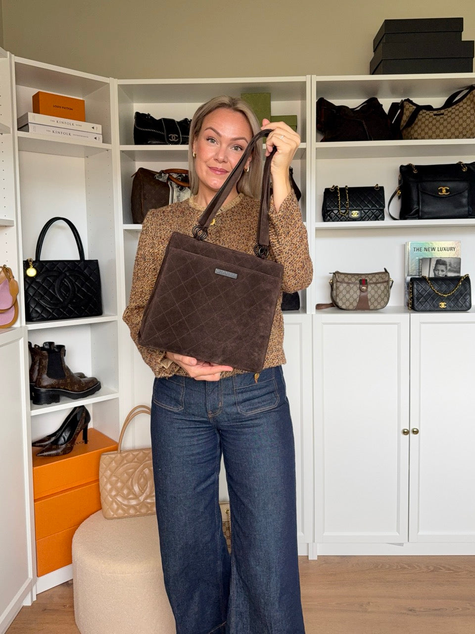 Chanel Suede Dark brown Tote