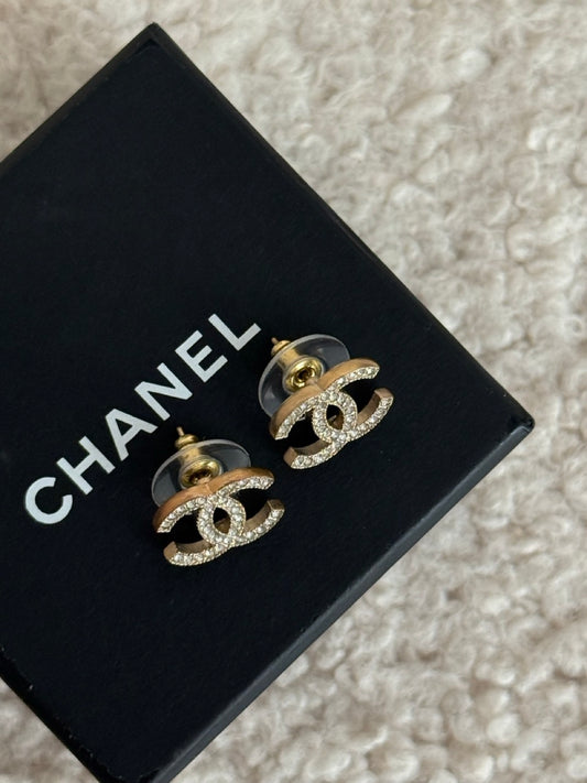Chanel Øreringe klare sten, forgyldt