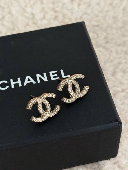 Chanel Øreringe klare sten, forgyldt
