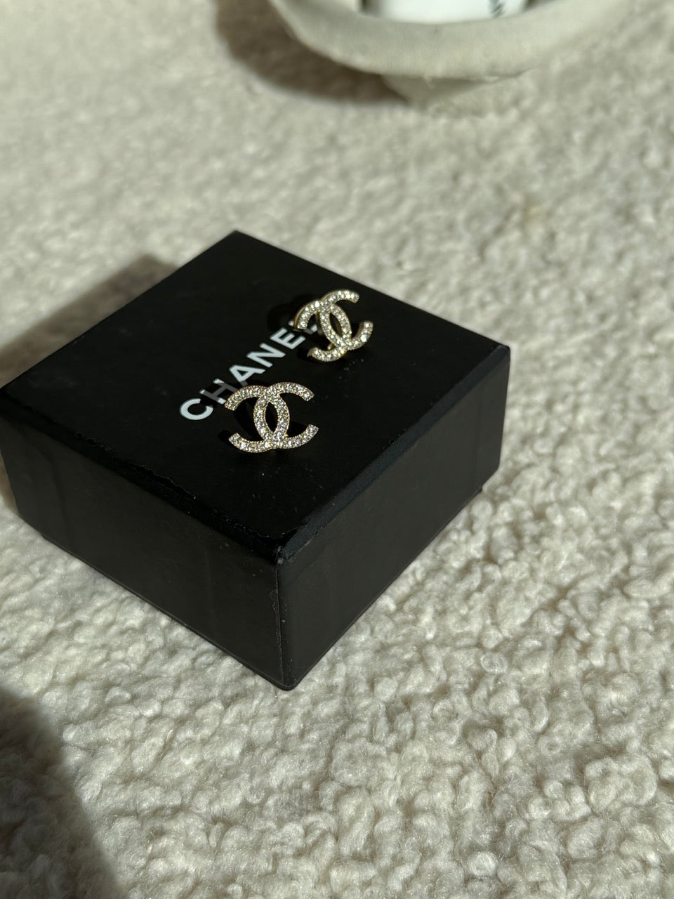 Chanel Øreringe klare sten, forgyldt