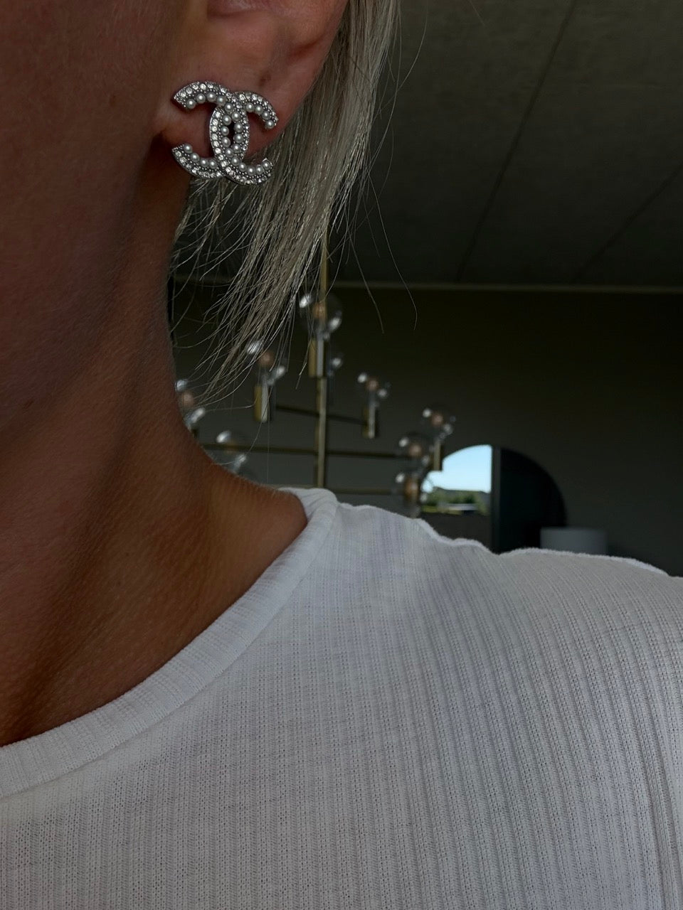 Chanel Øreringe sølv og perler