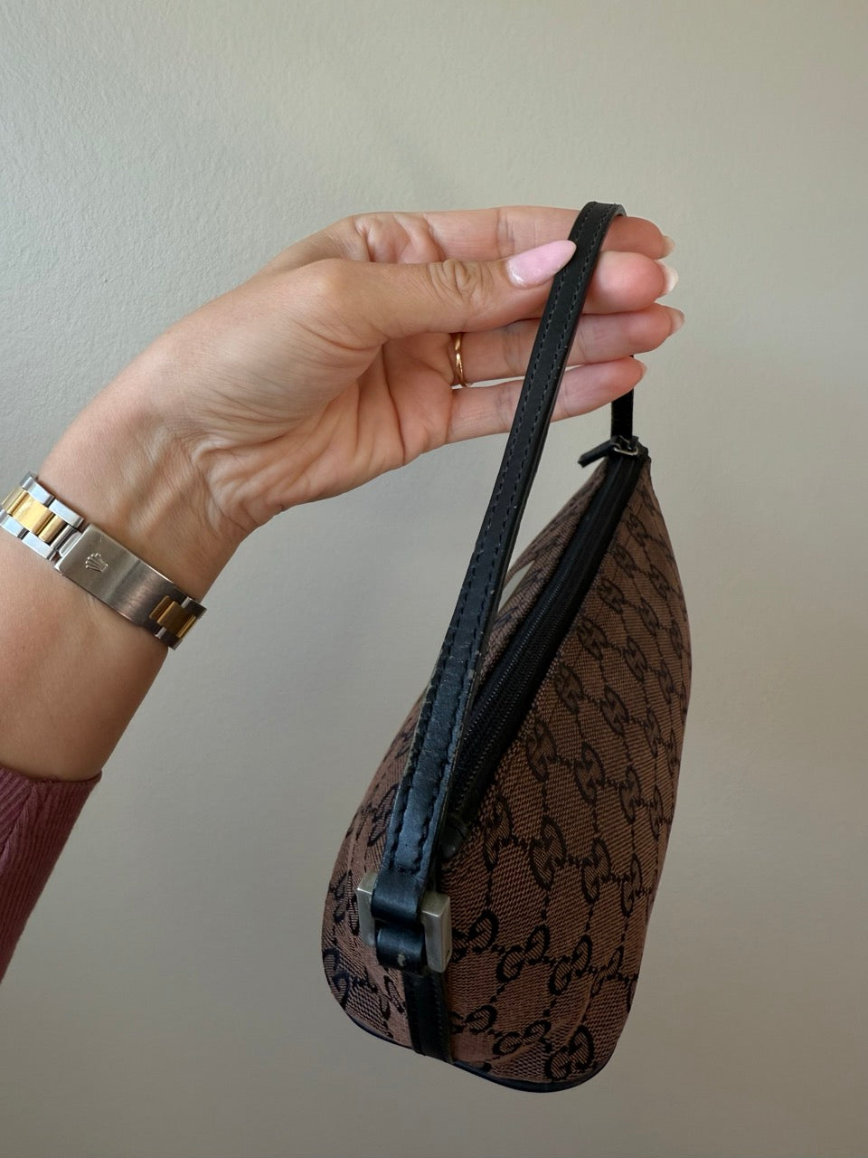 Gucci Canvas Brown Pouch Bag