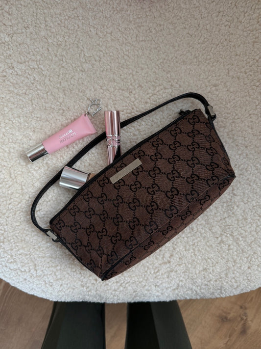 Gucci Canvas Brown Pouch Bag