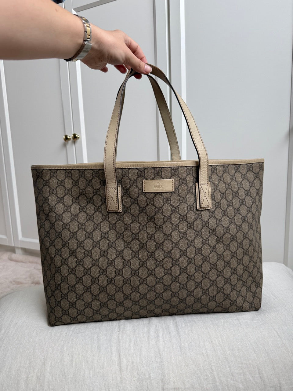 Gucci Monogram Tote Beige