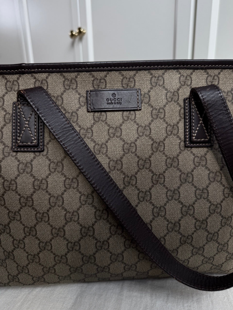 Gucci Monogram Tote Dark Brown